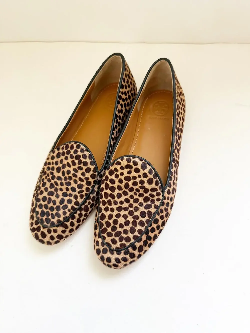 Tory Burch BENTON Loafer Leopard Calf Hair Black Brown Size 7